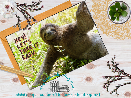 Sloth Greeting Card Set, Sloth Greeting Cards, Set of 5 Downloadable Cards, Funny Sloth Cards, Happy Cards, Friendship Cards, Sloth Invites