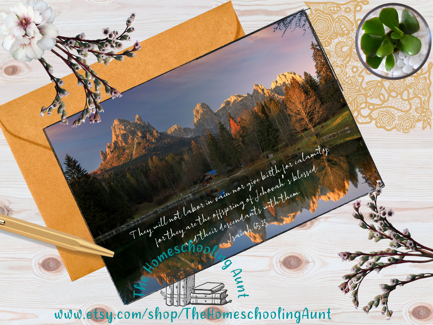 Encouragement Scripture Mountain, Downloadable Greeting Cards, Set of 5, Blue and Green Cards, JW Gifts, JW Encouragement, Pioneer Gift