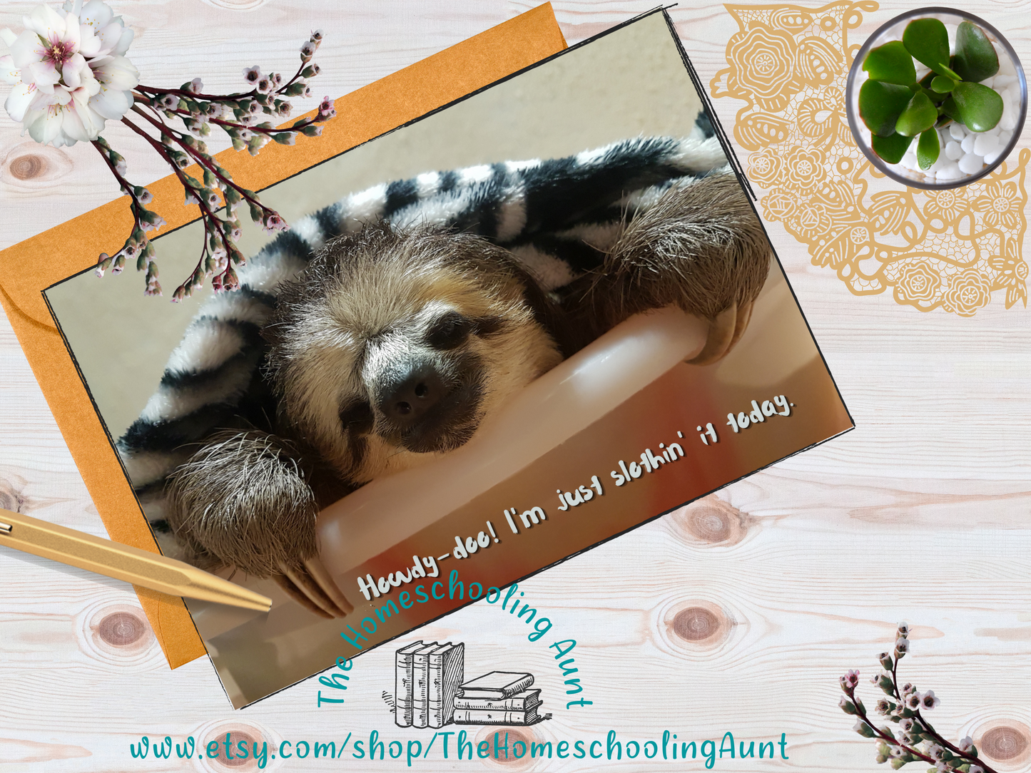 Sloth Greeting Card Set, Sloth Greeting Cards, Set of 5 Downloadable Cards, Funny Sloth Cards, Happy Cards, Friendship Cards, Sloth Invites