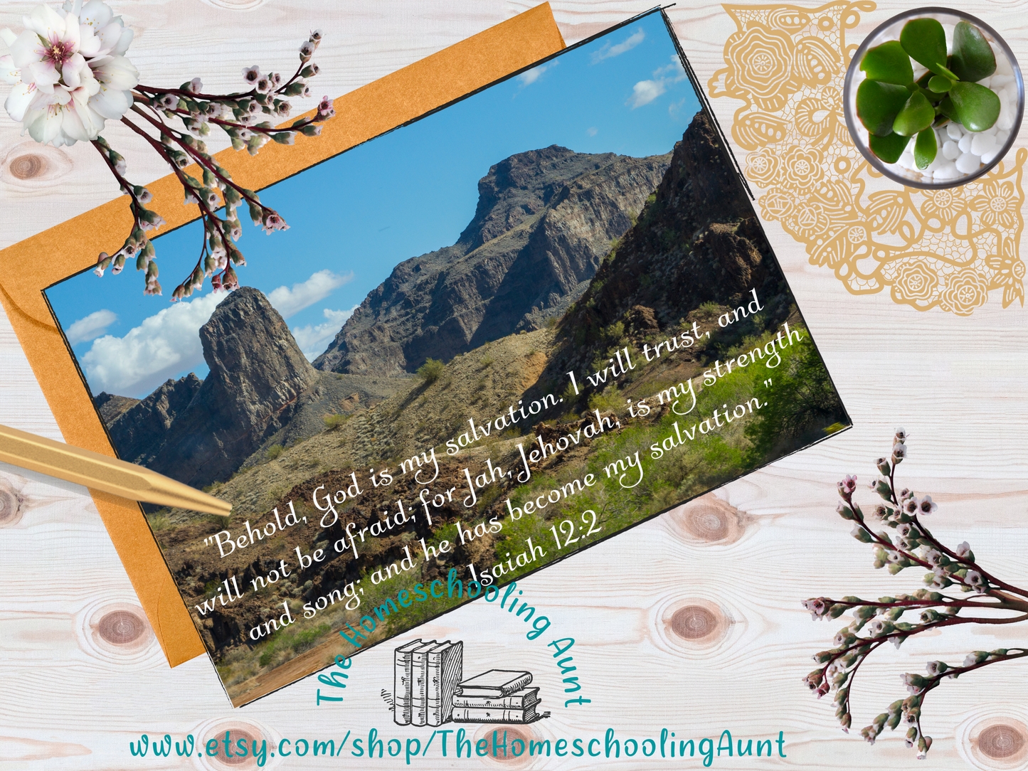 Encouragement Scripture Mountain, Downloadable Greeting Cards, Set of 5, Blue and Green Cards, JW Gifts, JW Encouragement, Pioneer Gift